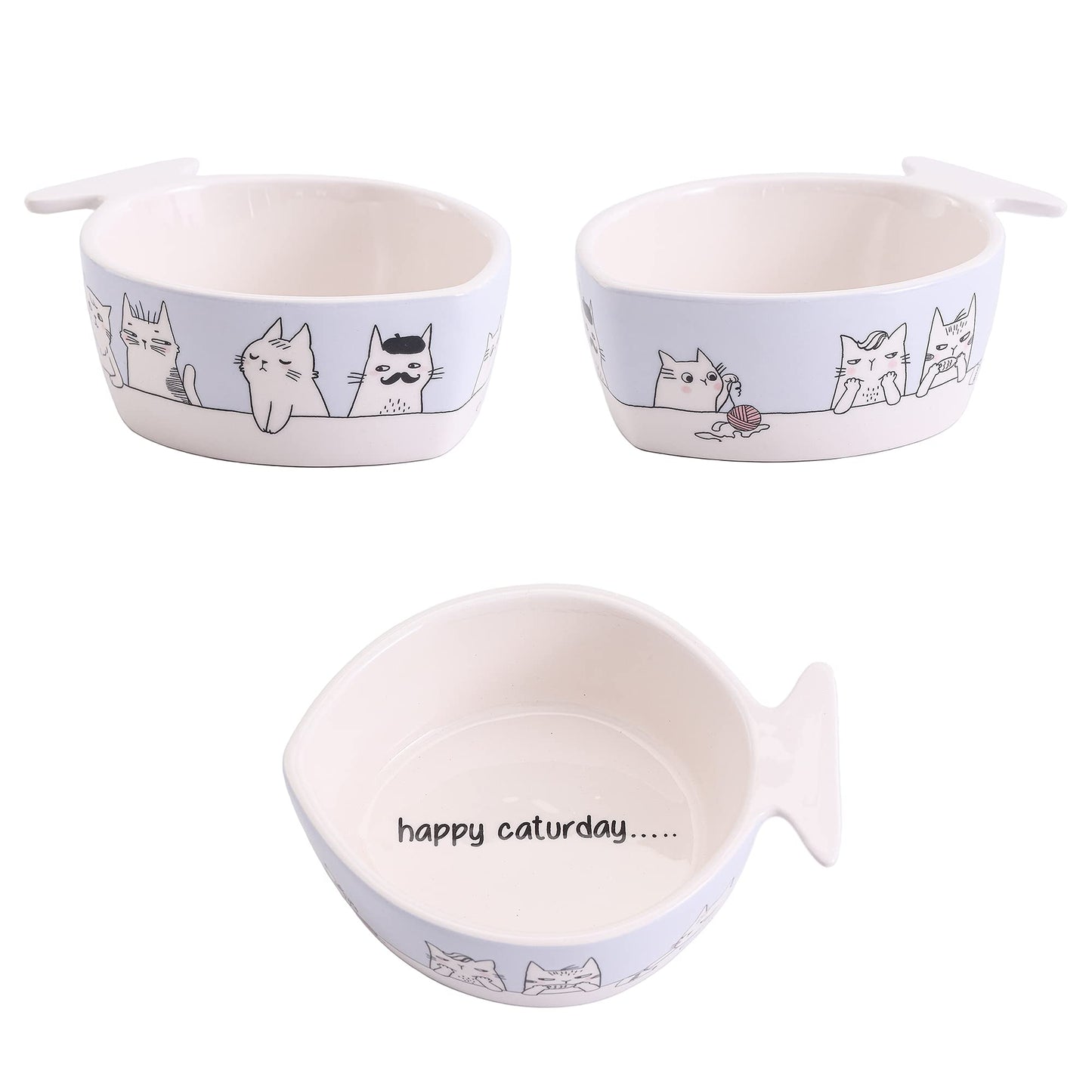 Bico Fish Shaped Cat Bowl, for Cat and Kitten, Dishwasher Safe