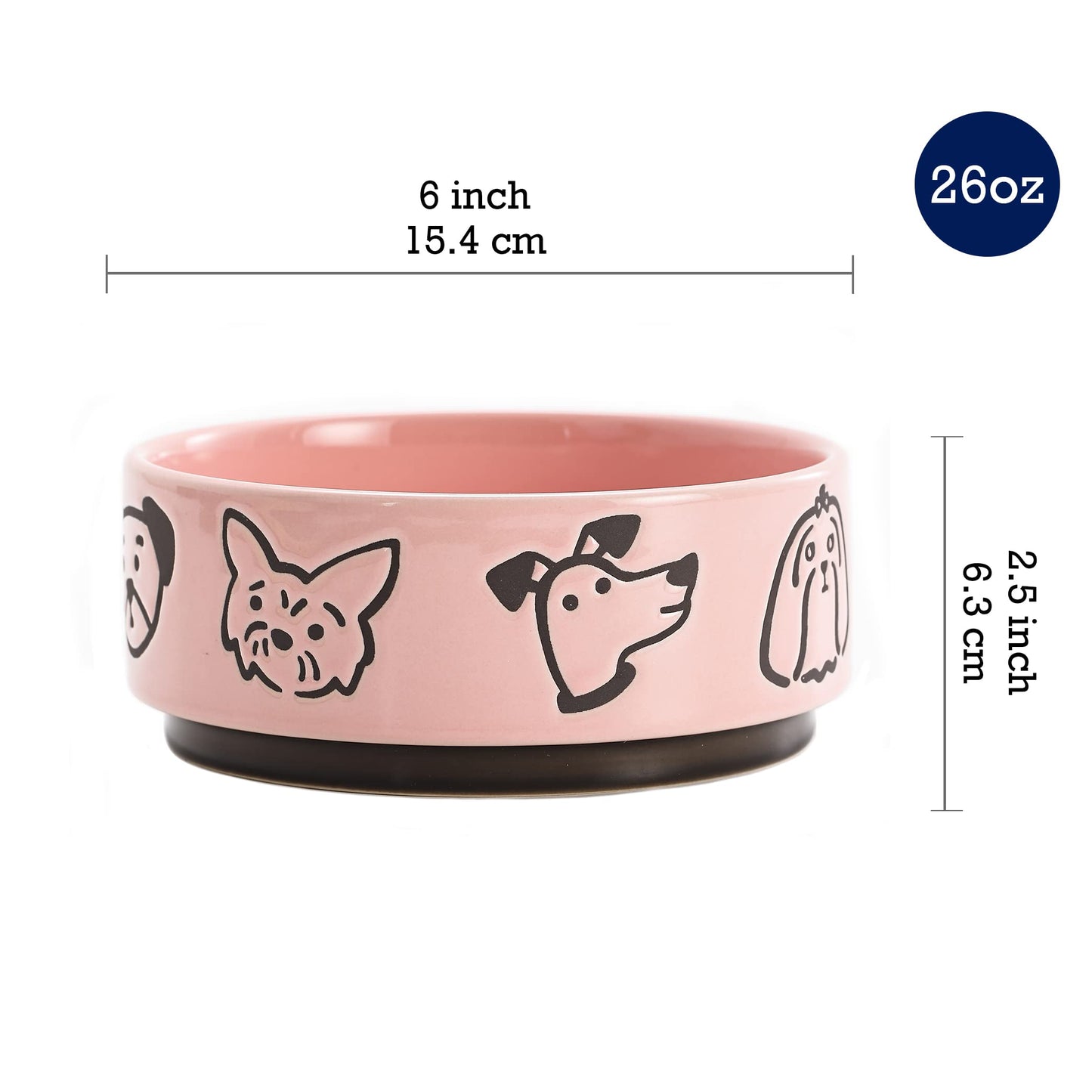 Bico Ceramic Pet Bowl, for Medium Size Dog, Puppy, Cat, Kitten, Durable and Dishwasher Safe Stoneware