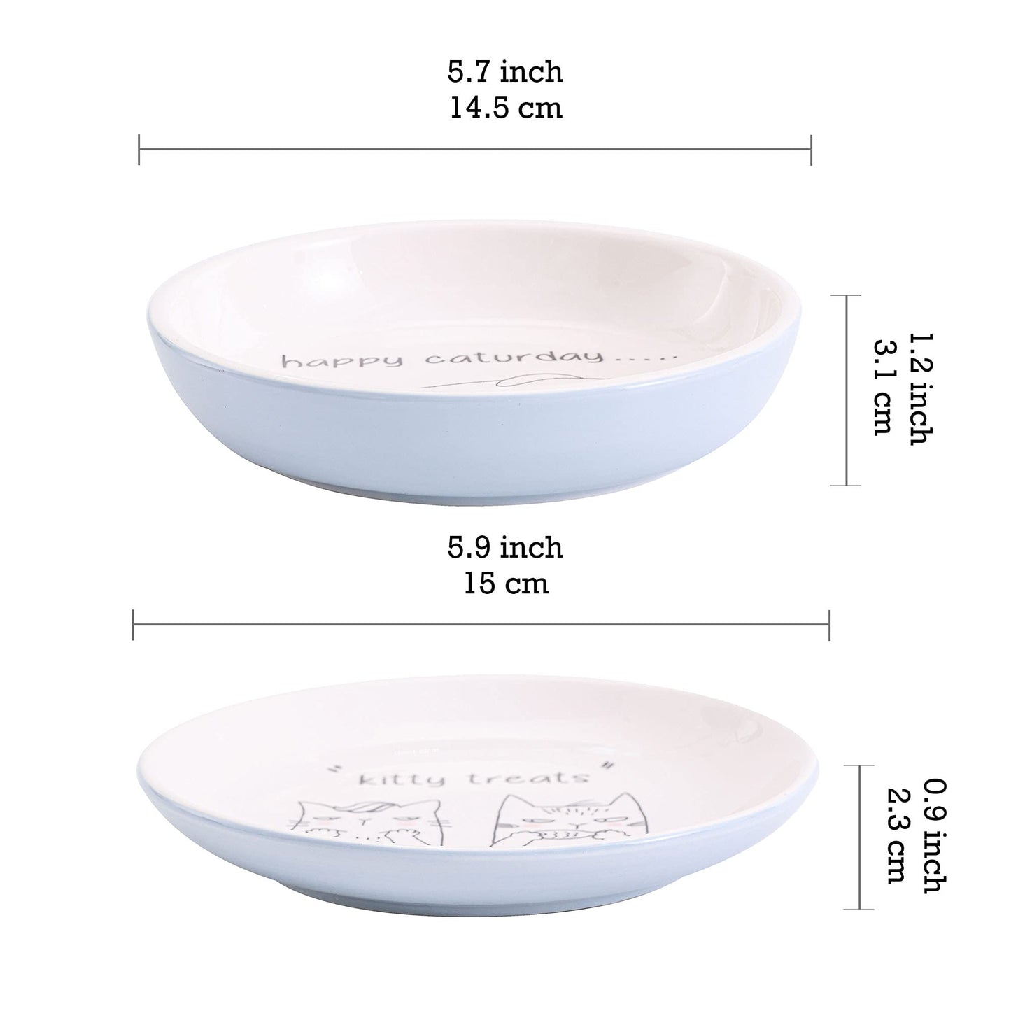 Bico Cat Bowl and Dish, Set of 2, for Cat and Kitten, Dishwasher Safe