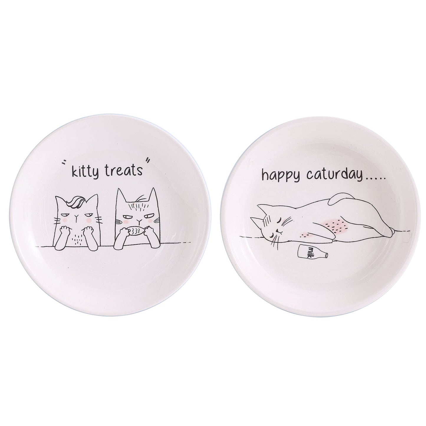 Bico Cat Bowl and Dish, Set of 2, for Cat and Kitten, Dishwasher Safe