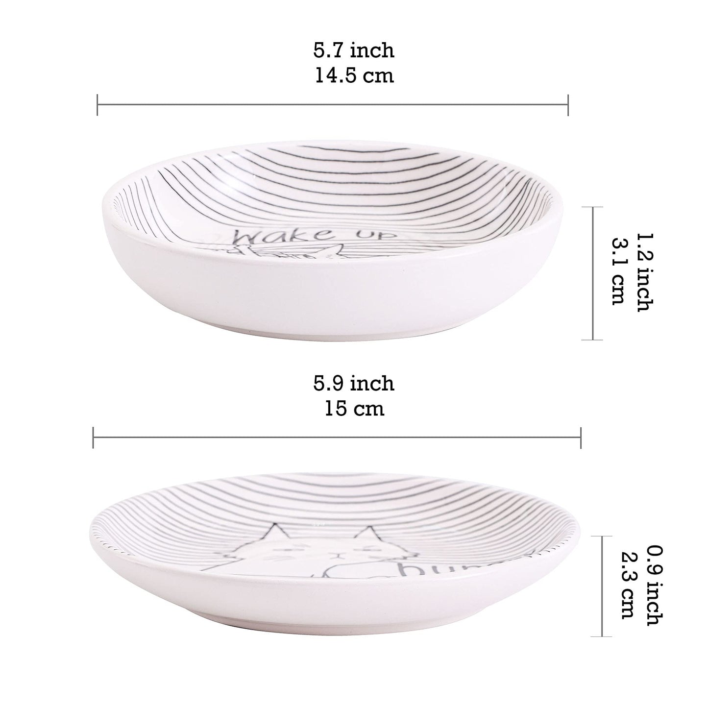 Bico Cat Bowl and Dish, Set of 2, for Cat and Kitten, Dishwasher Safe