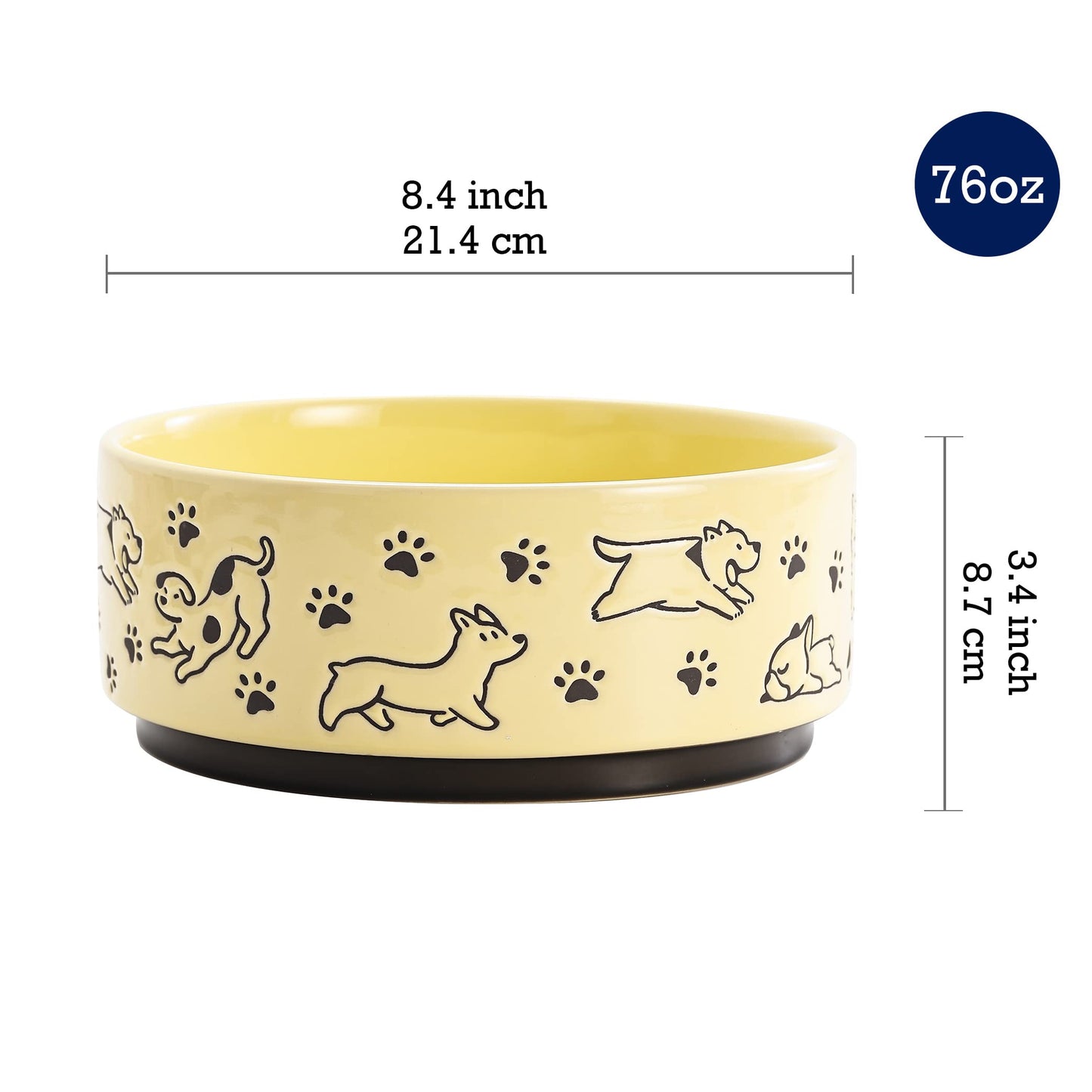 Bico Ceramic Pet Bowl, for Medium Size Dog, Puppy, Cat, Kitten, Durable and Dishwasher Safe Stoneware