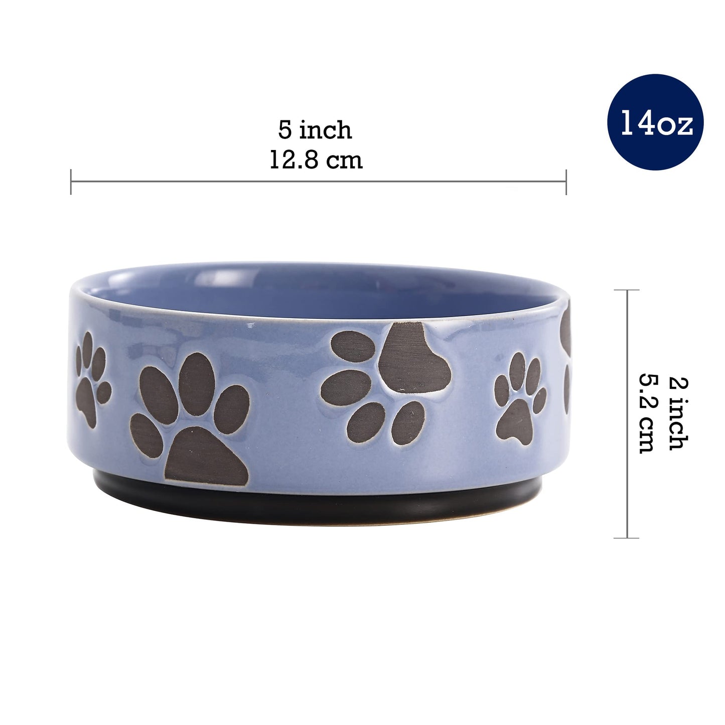 Bico Ceramic Pet Bowl, for Medium Size Dog, Puppy, Cat, Kitten, Durable and Dishwasher Safe Stoneware