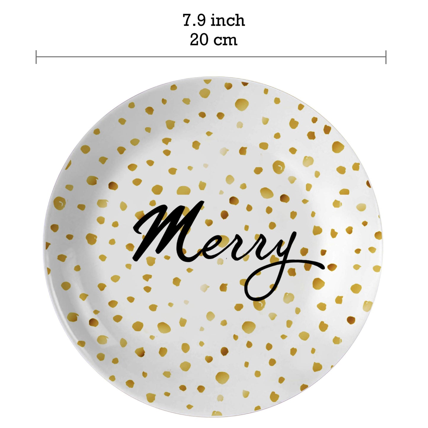 Bico Golden Holiday Porcelain 8 inch Salad Plates, Set of 4, for Salad, Appetizer, Microwave Safe & Handwash Suggested