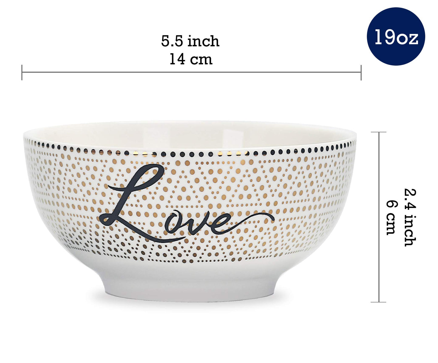 Bico Golden Holiday Porcelain Cereal Bowls Set of 4, for Pasta, Salad, Cereal, Soup & Microwave & Dishwasher Safe
