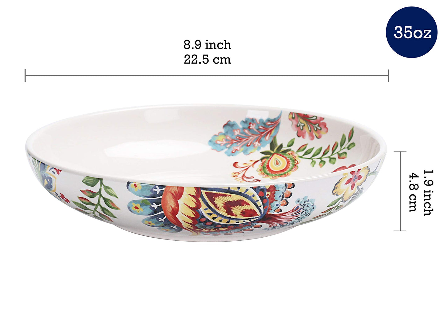 Bico Pattern Pasta Bowls Set, Set of 5, Ceramic, 1 unit 214oz, 4 units 35oz