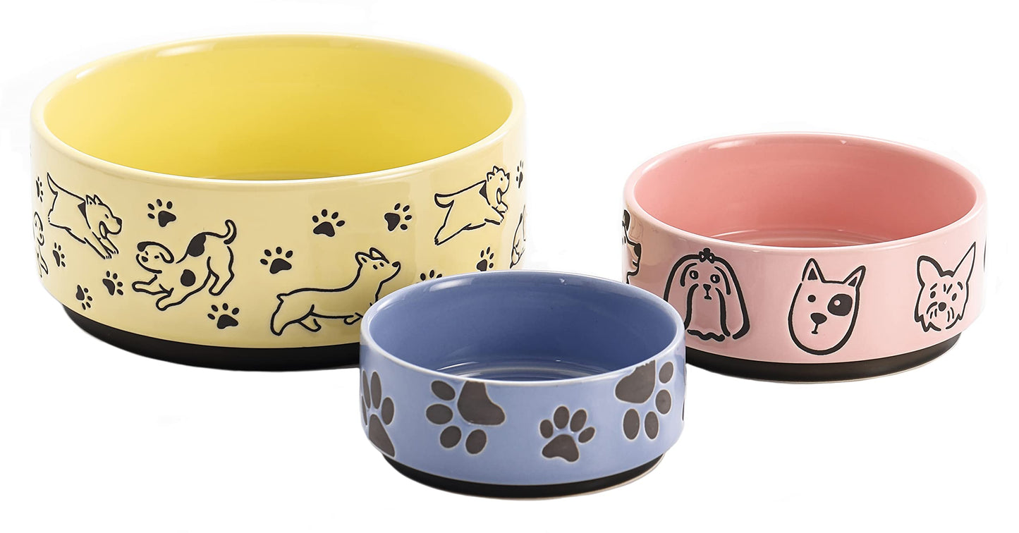 Bico Ceramic Pet Bowl, for Medium Size Dog, Puppy, Cat, Kitten, Durable and Dishwasher Safe Stoneware