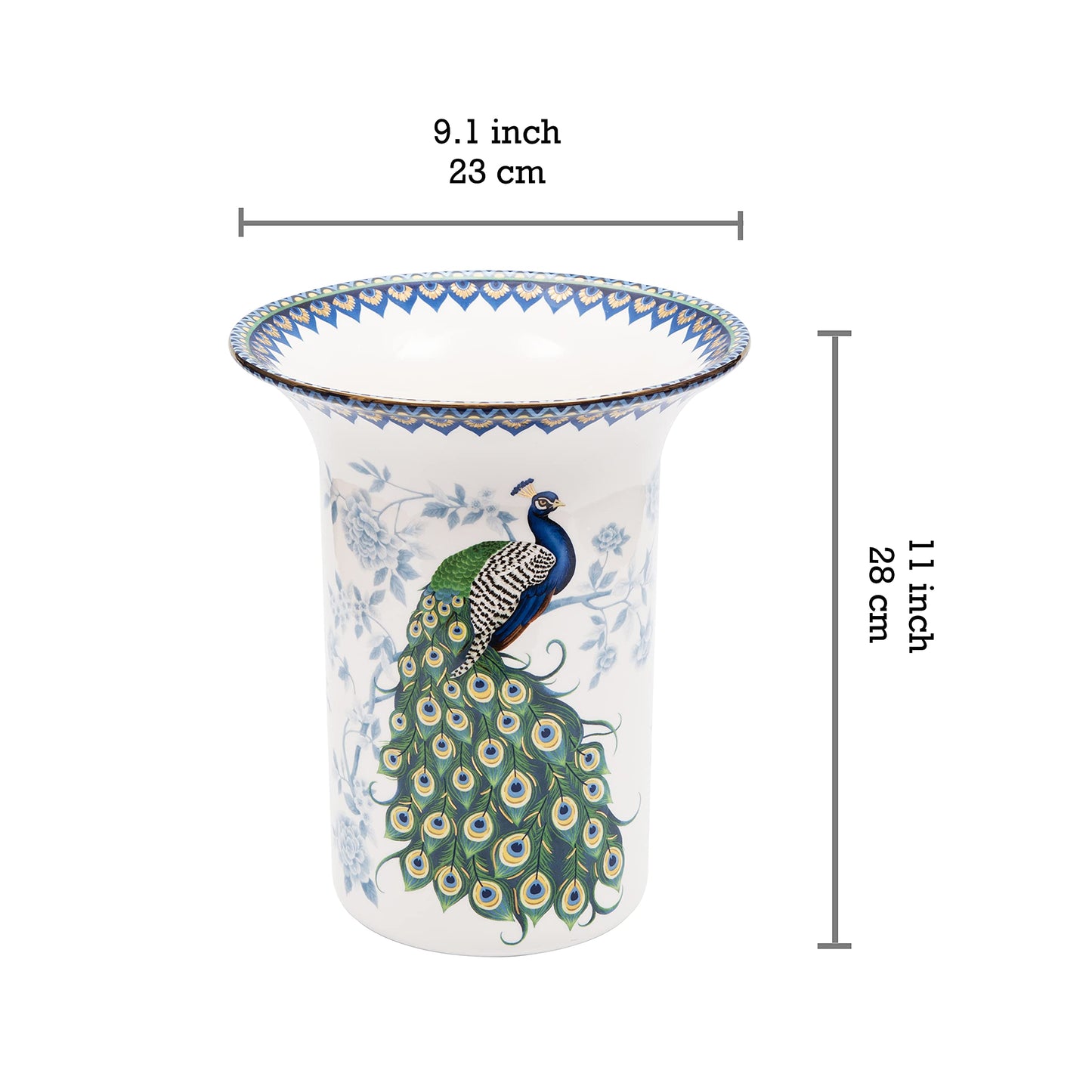 Bico Peacock Ceramic Flower Vase for Floral Arrangements, Home Decorations