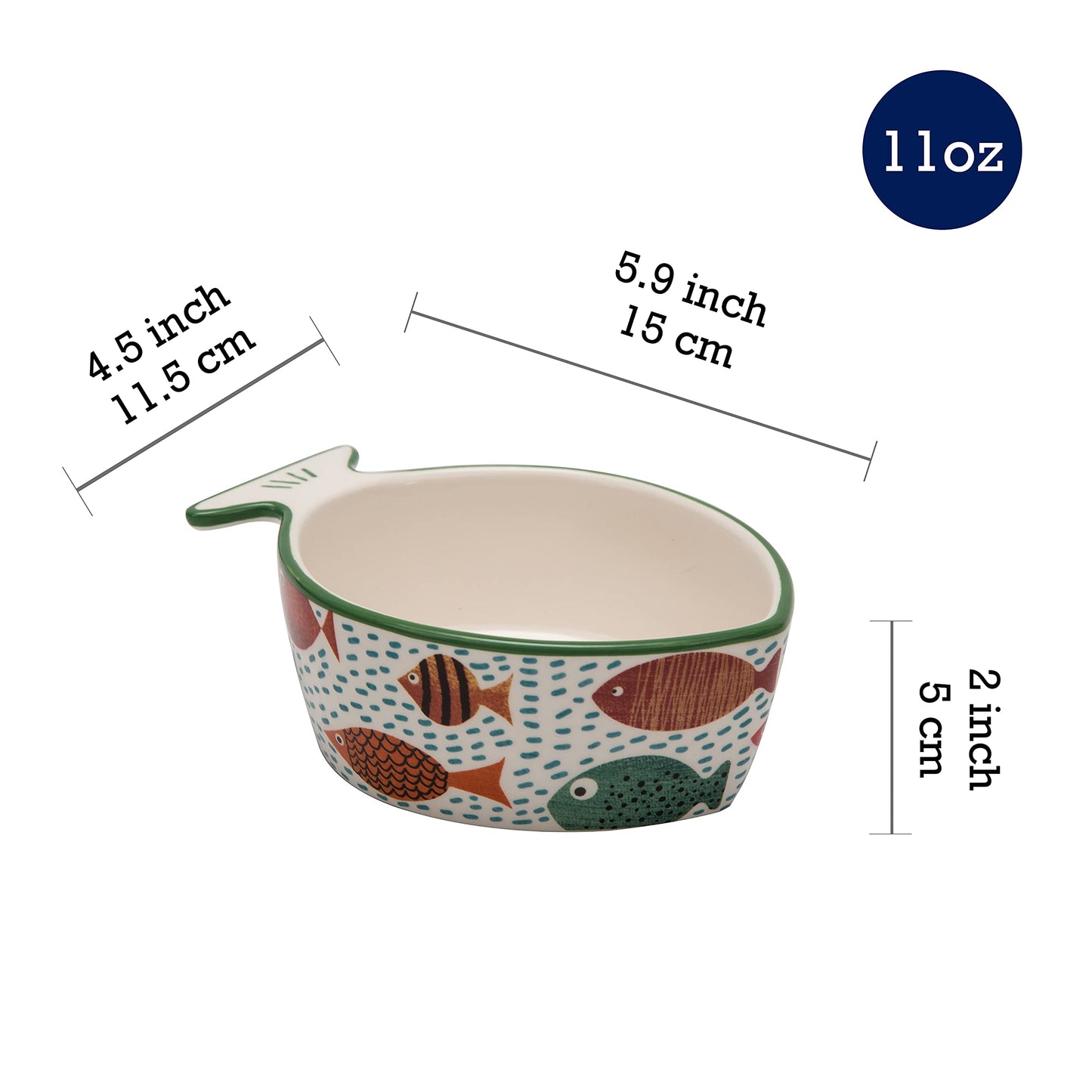 Bico Fish Shaped Cat Bowl, for Cat and Kitten, Dishwasher Safe