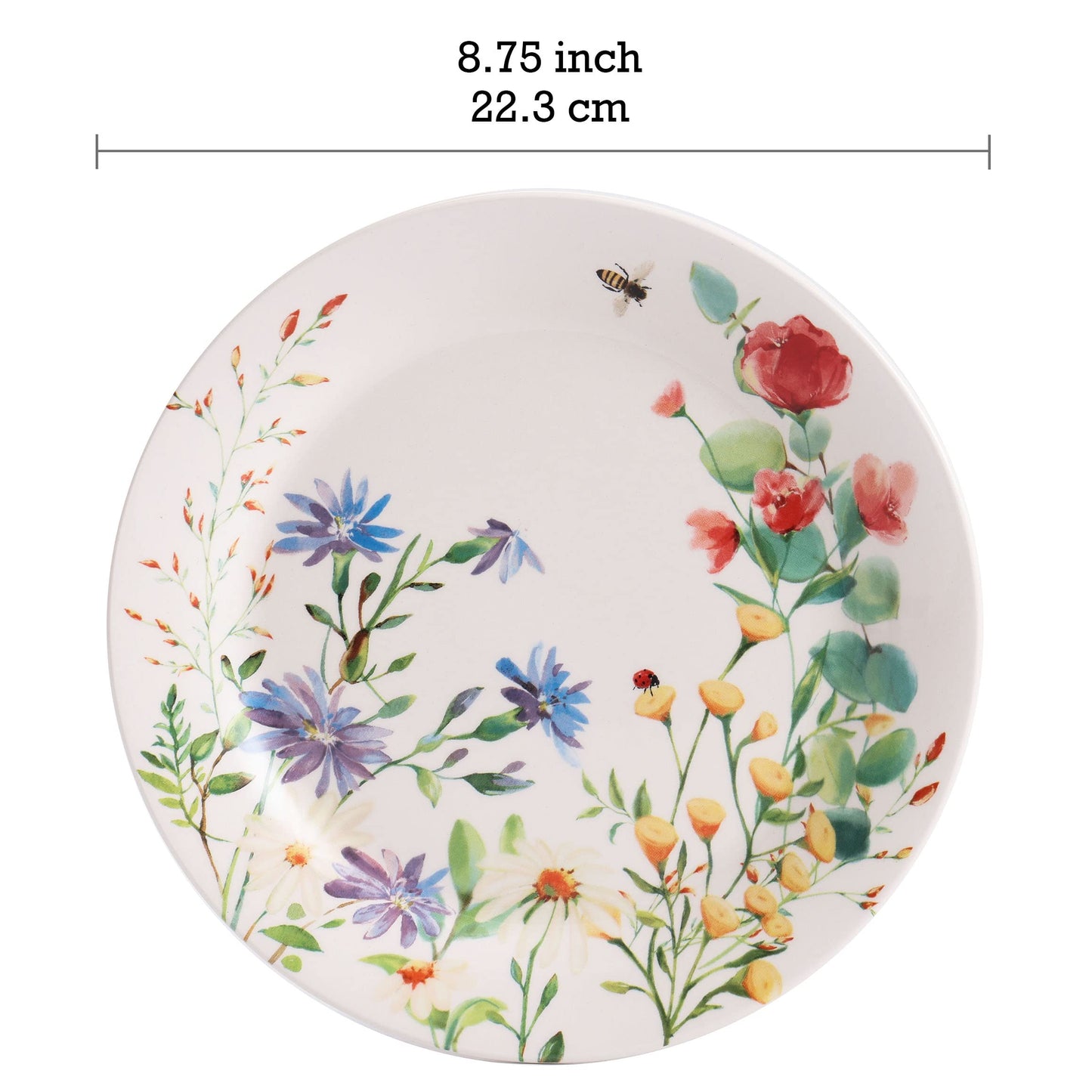 Bico Flower Salad Plates Set, Set of 4, Ceramic, 8.75 inch