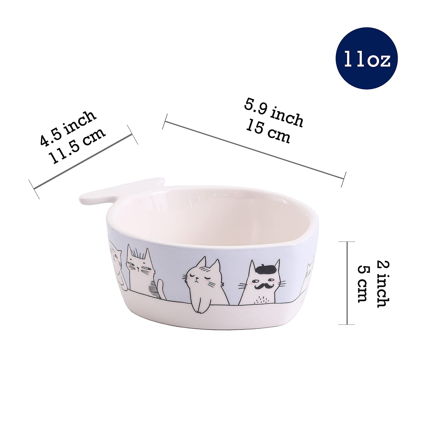 Bico Fish Shaped Cat Bowl, for Cat and Kitten, Dishwasher Safe