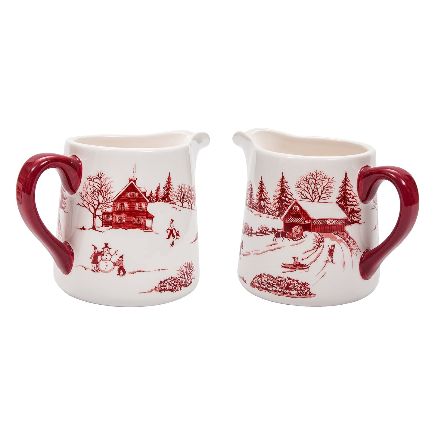 Bico Toile De Jouy Winter Wondereland Ceramic Sugar and Cream Set, Dishwasher Safe