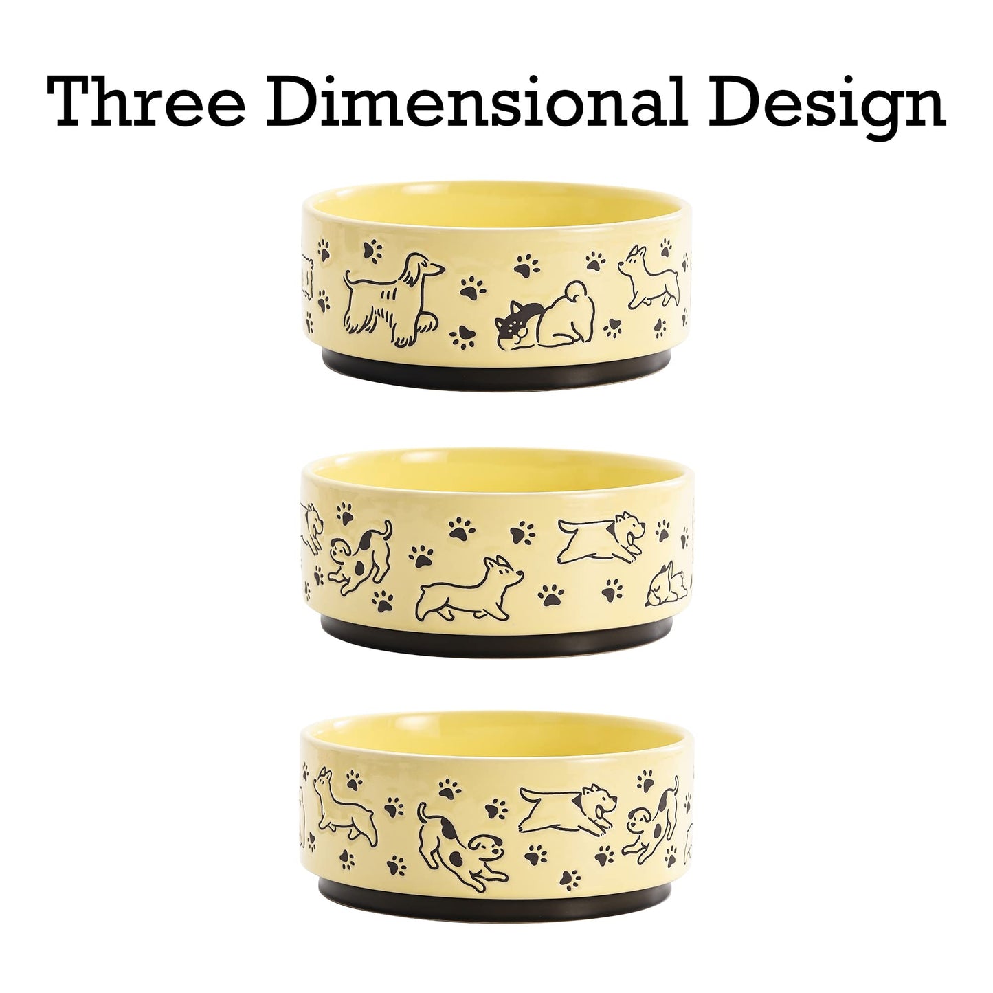 Bico Ceramic Pet Bowl, for Medium Size Dog, Puppy, Cat, Kitten, Durable and Dishwasher Safe Stoneware