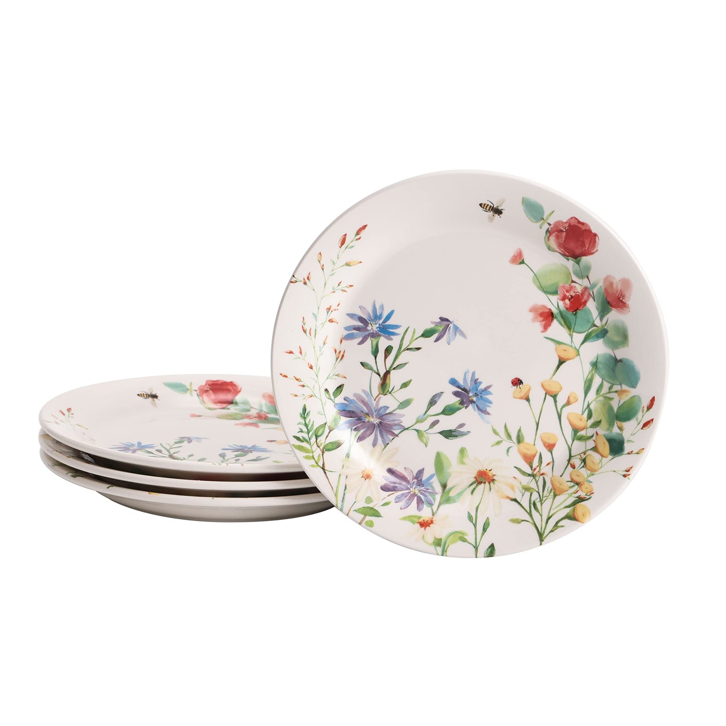 Bico Flower Salad Plates Set, Set of 4, Ceramic, 8.75 inch
