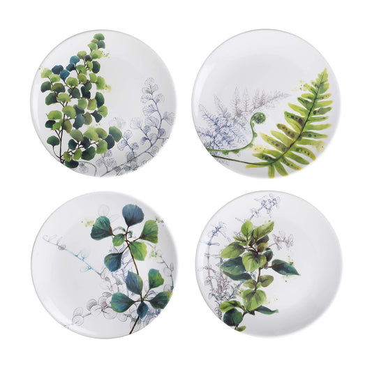 Bico Leaf Salad Plates Set, Set of 4, Ceramic, 8.75 inch