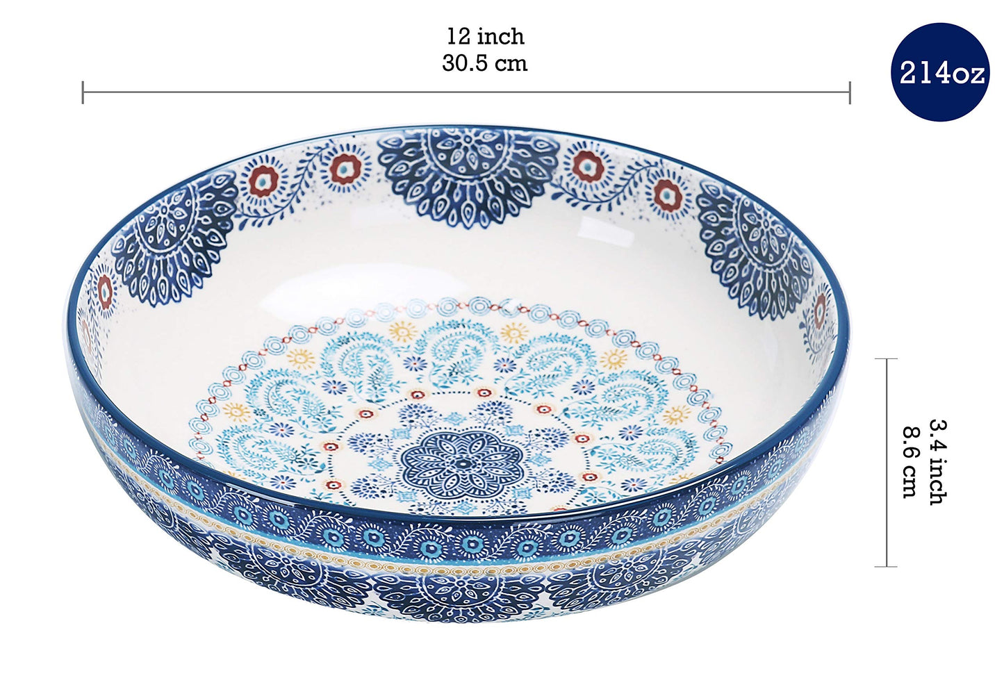 Bico Pattern Pasta Bowls Set, Set of 5, Ceramic, 1 unit 214oz, 4 units 35oz