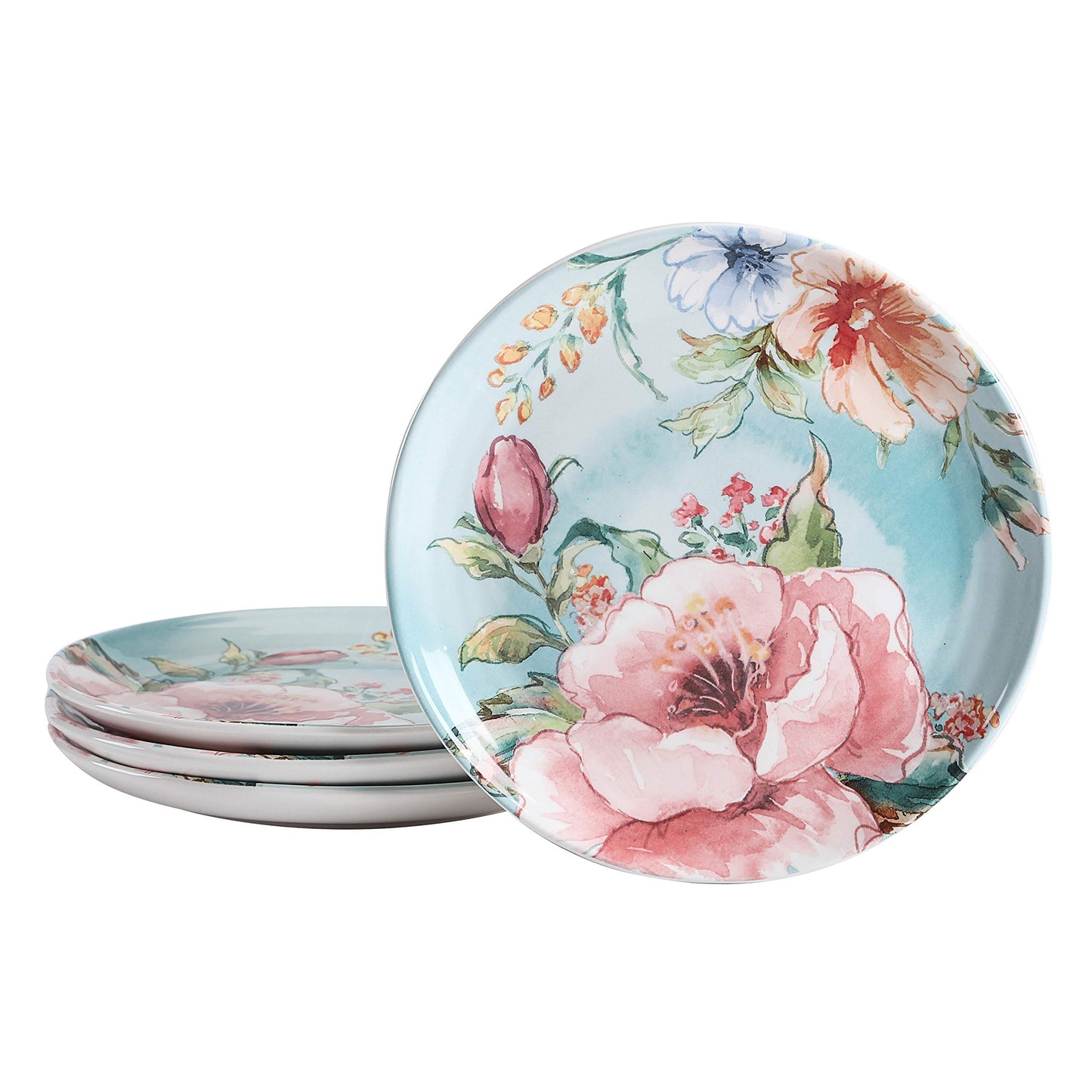 Bico Flower Salad Plates Set, Set of 4, Ceramic, 8.75 inch