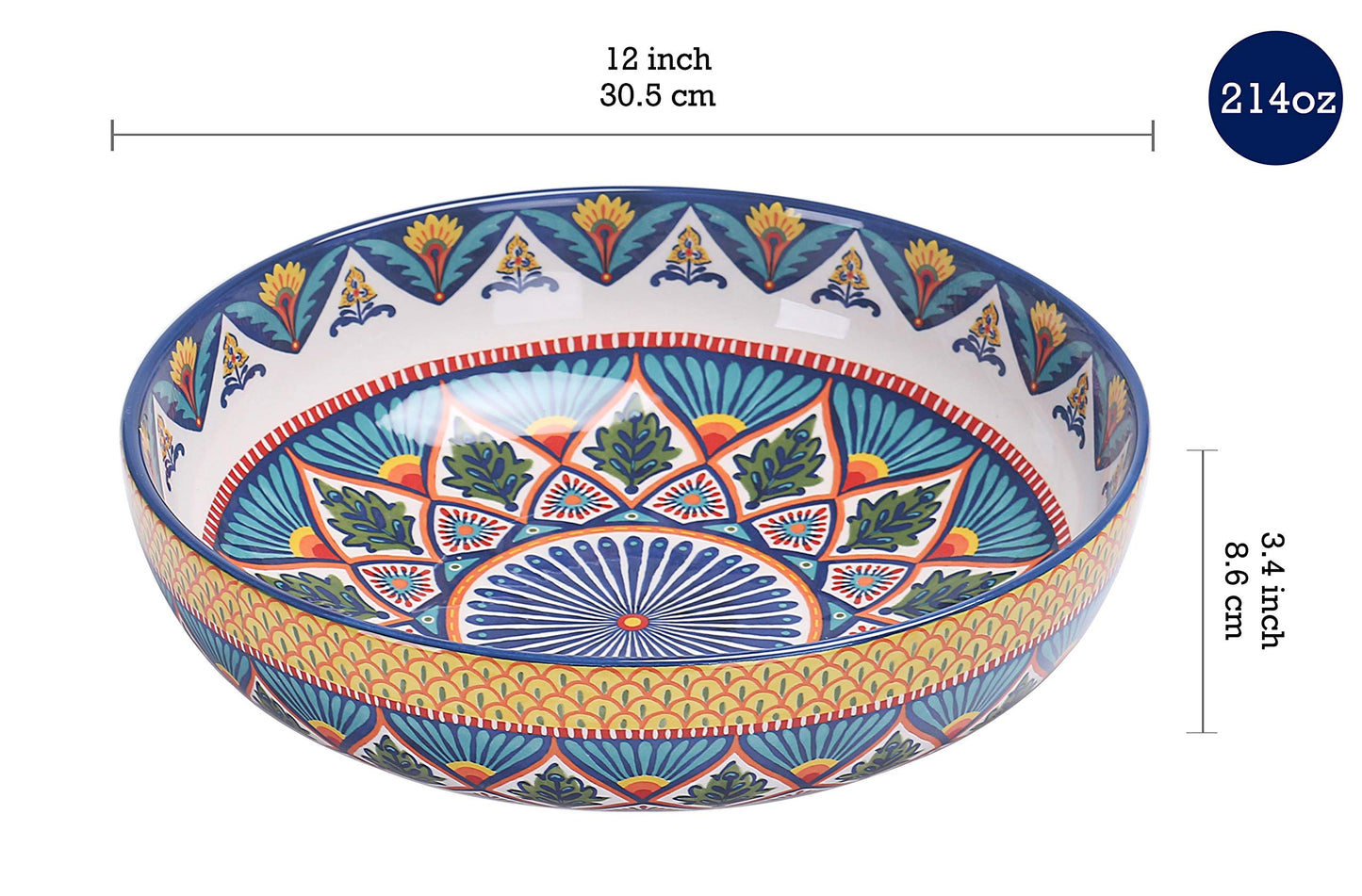 Bico Pattern Pasta Bowls Set, Set of 5, Ceramic, 1 unit 214oz, 4 units 35oz