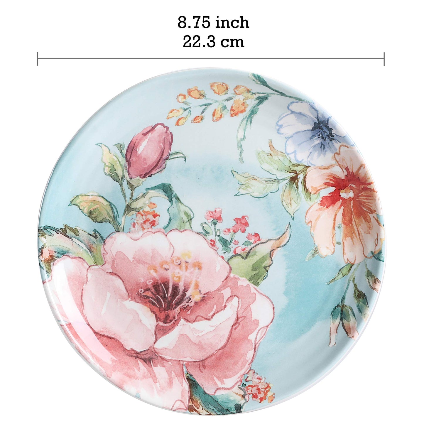 Bico Flower Salad Plates Set, Set of 4, Ceramic, 8.75 inch