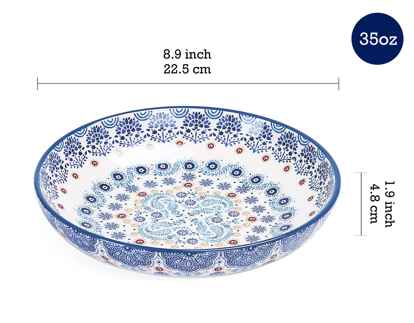Bico Pattern Pasta Bowls Set, Set of 5, Ceramic, 1 unit 214oz, 4 units 35oz