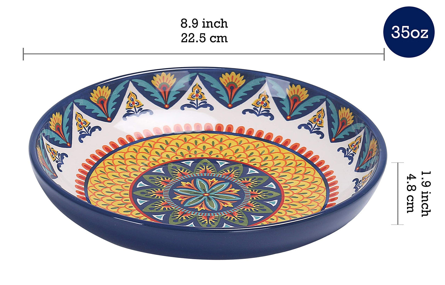 Bico Pattern Pasta Bowls Set, Set of 5, Ceramic, 1 unit 214oz, 4 units 35oz