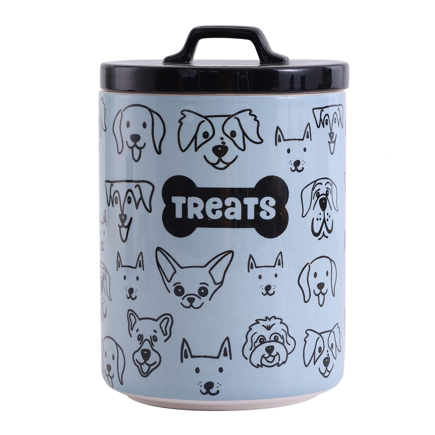 Bico Blue Dog Ceramic Treat Jar, for Dog and Puppy, Dishwasher Safe