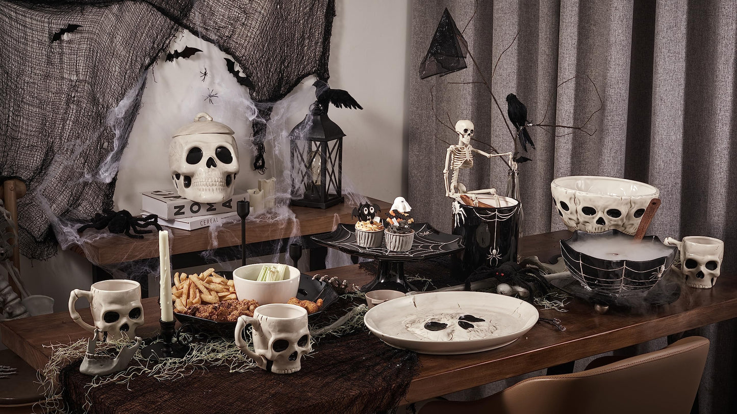 Bico Halloween Skull 14.9 inch Ceramic Oval Platter, Microwave and Dishwasher Safe