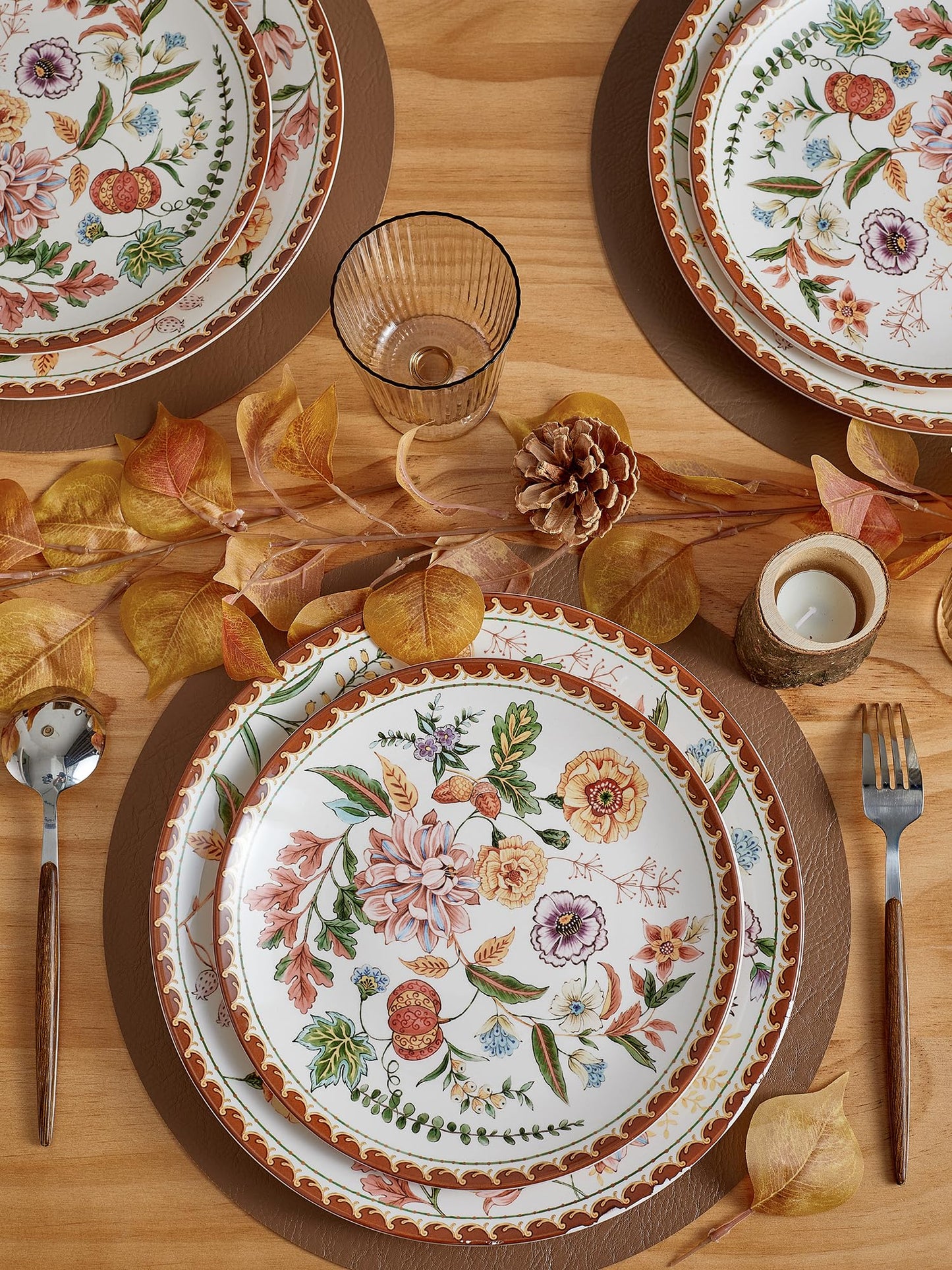 Bico Flower Salad Plates Set, Set of 4, Ceramic, 8.75 inch