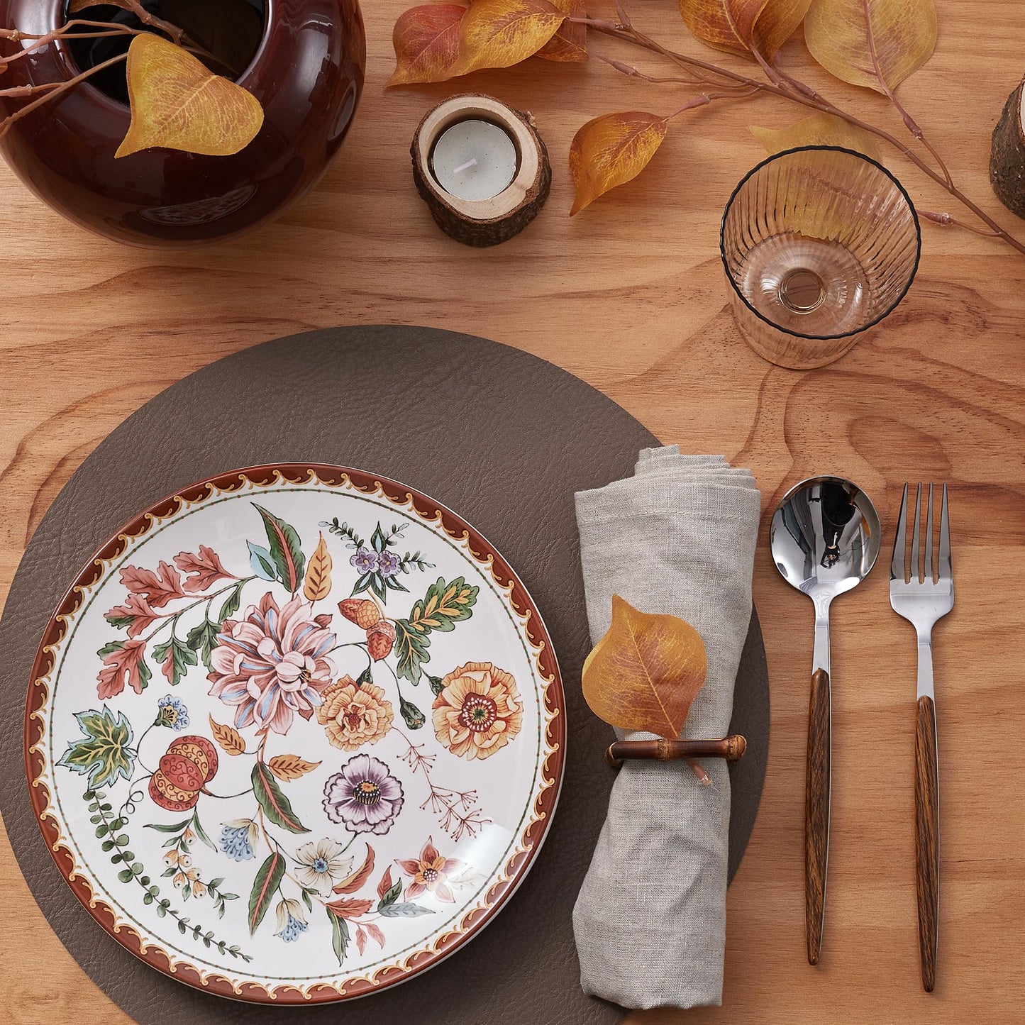 Bico Flower Salad Plates Set, Set of 4, Ceramic, 8.75 inch