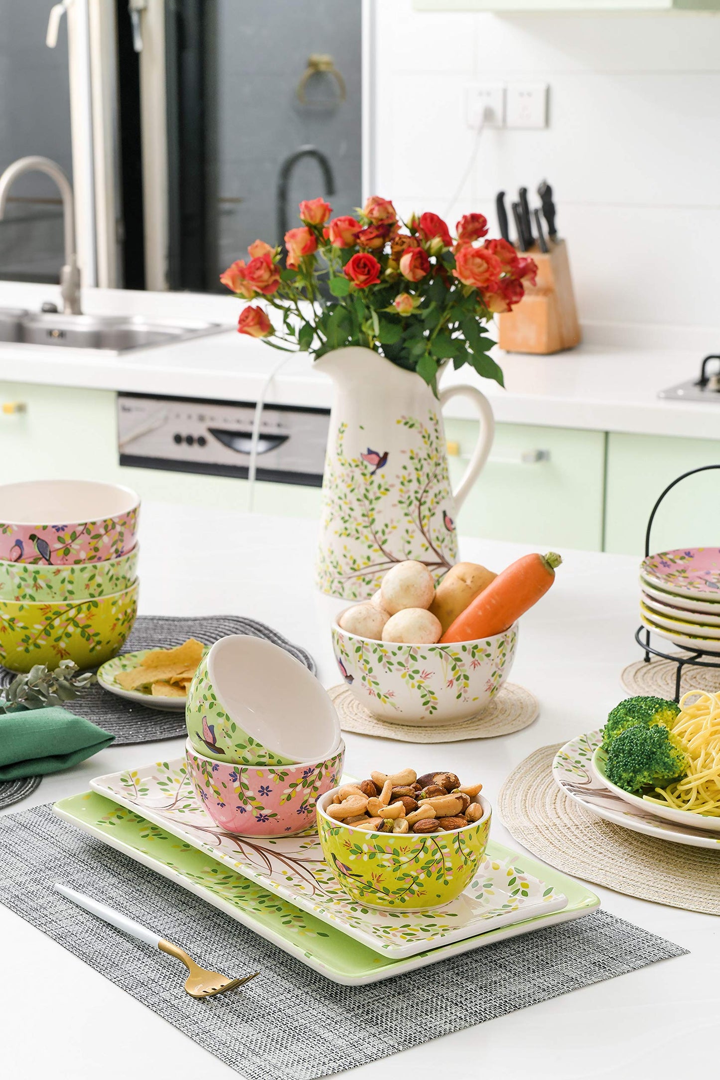 Bico Bird Salad Plates Set, Set of 4, Ceramic, 8.75 inch