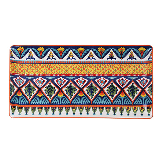 Bico Havana Ceramic 18 inch Rectangular Serving Platter, Microwave & Dishwasher Safe