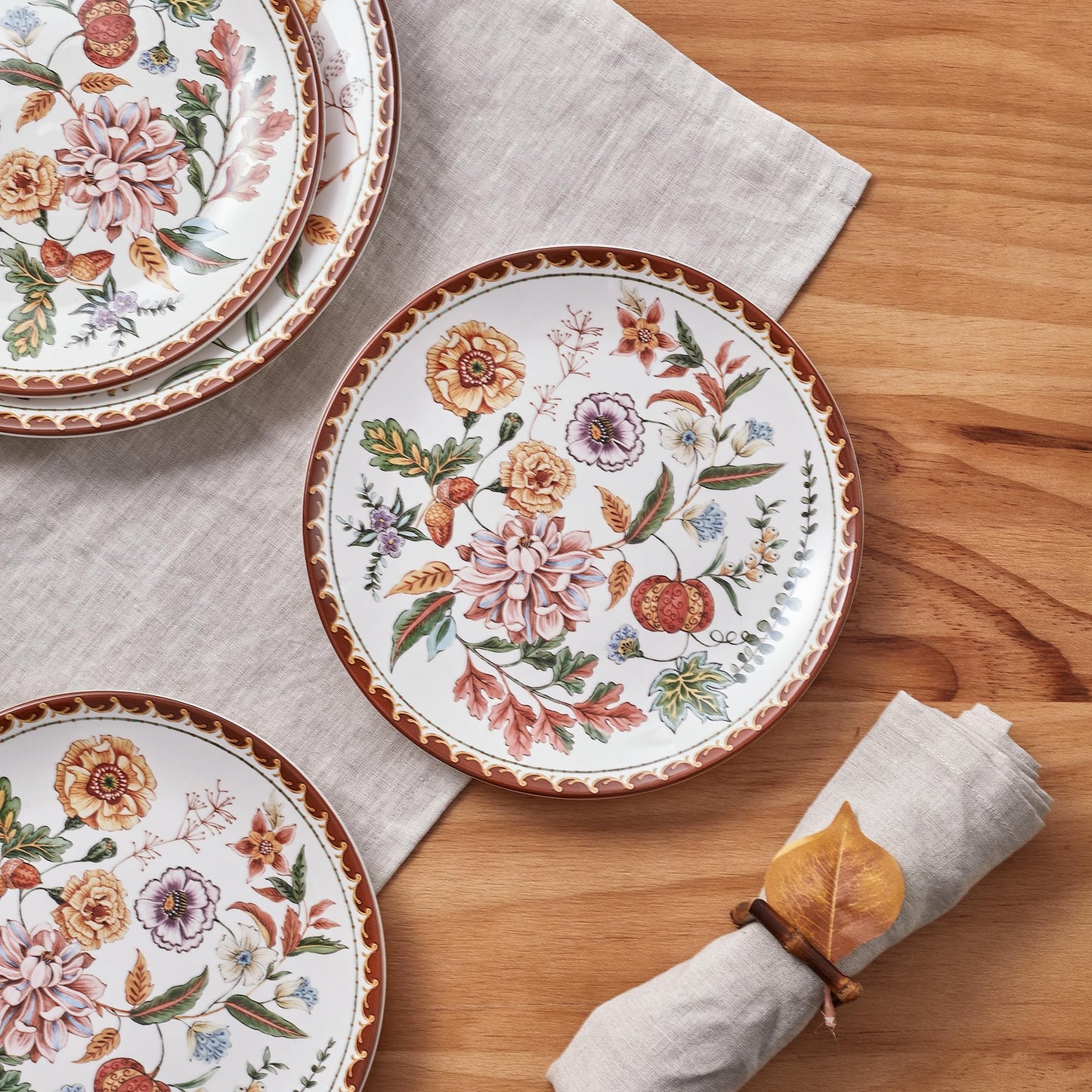 Bico Flower Salad Plates Set, Set of 4, Ceramic, 8.75 inch