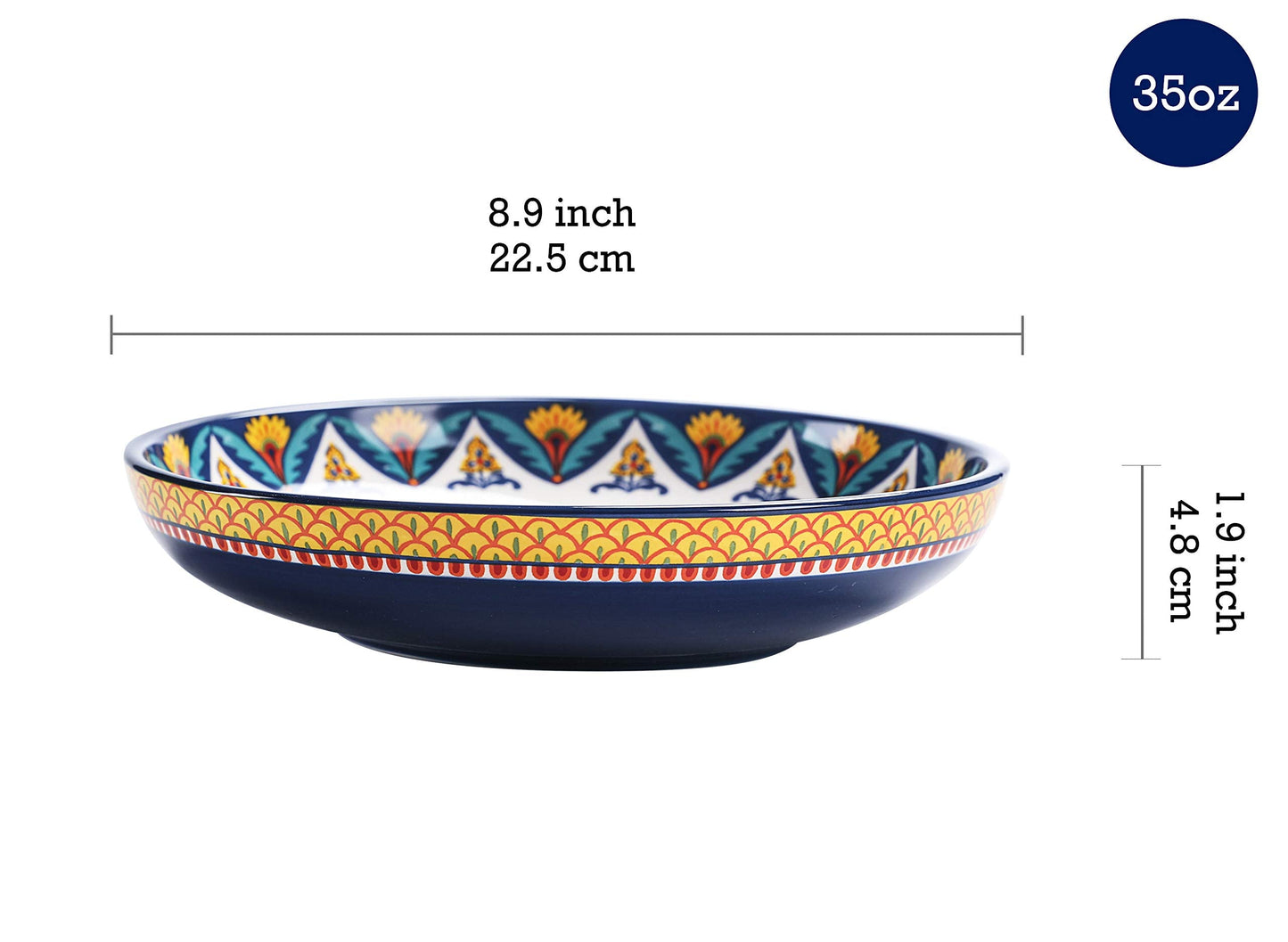 Bico Havana Dinner Bowls Set, Set of 4, Ceramic, 35oz