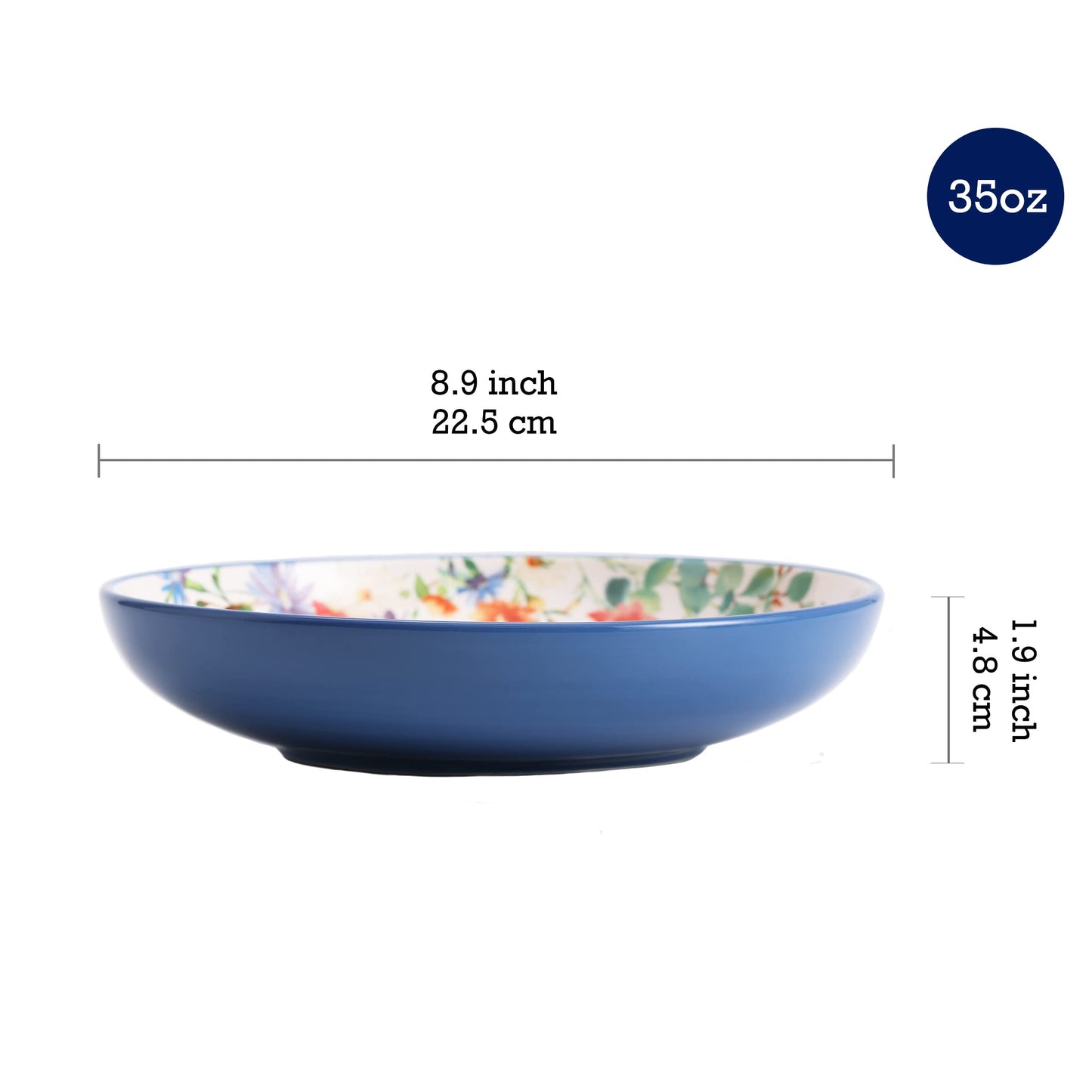 Bico Flower Dinner Bowls Set, Set of 4, Ceramic, 35oz