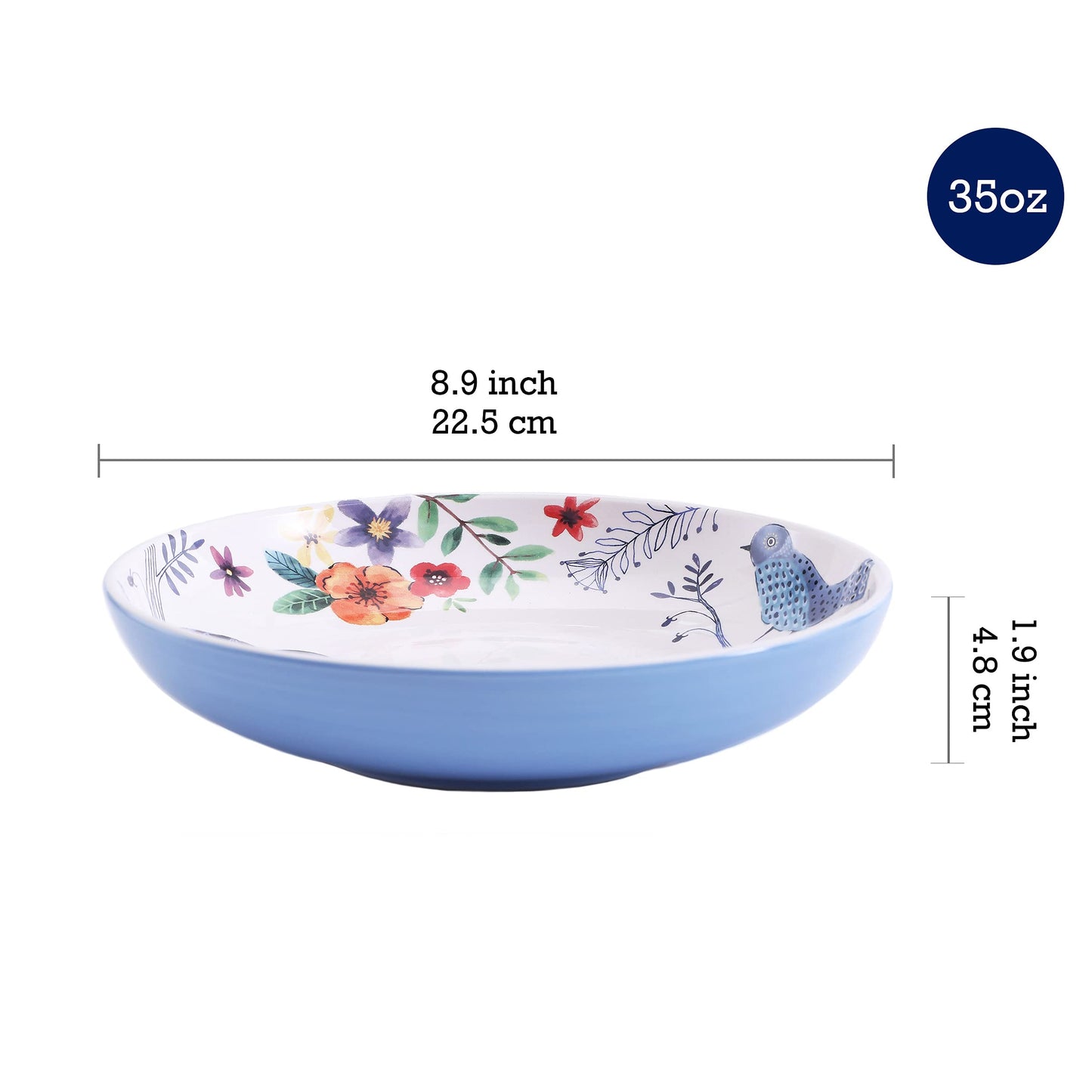 Bico Flower Dinner Bowls Set, Set of 4, Ceramic, 35oz