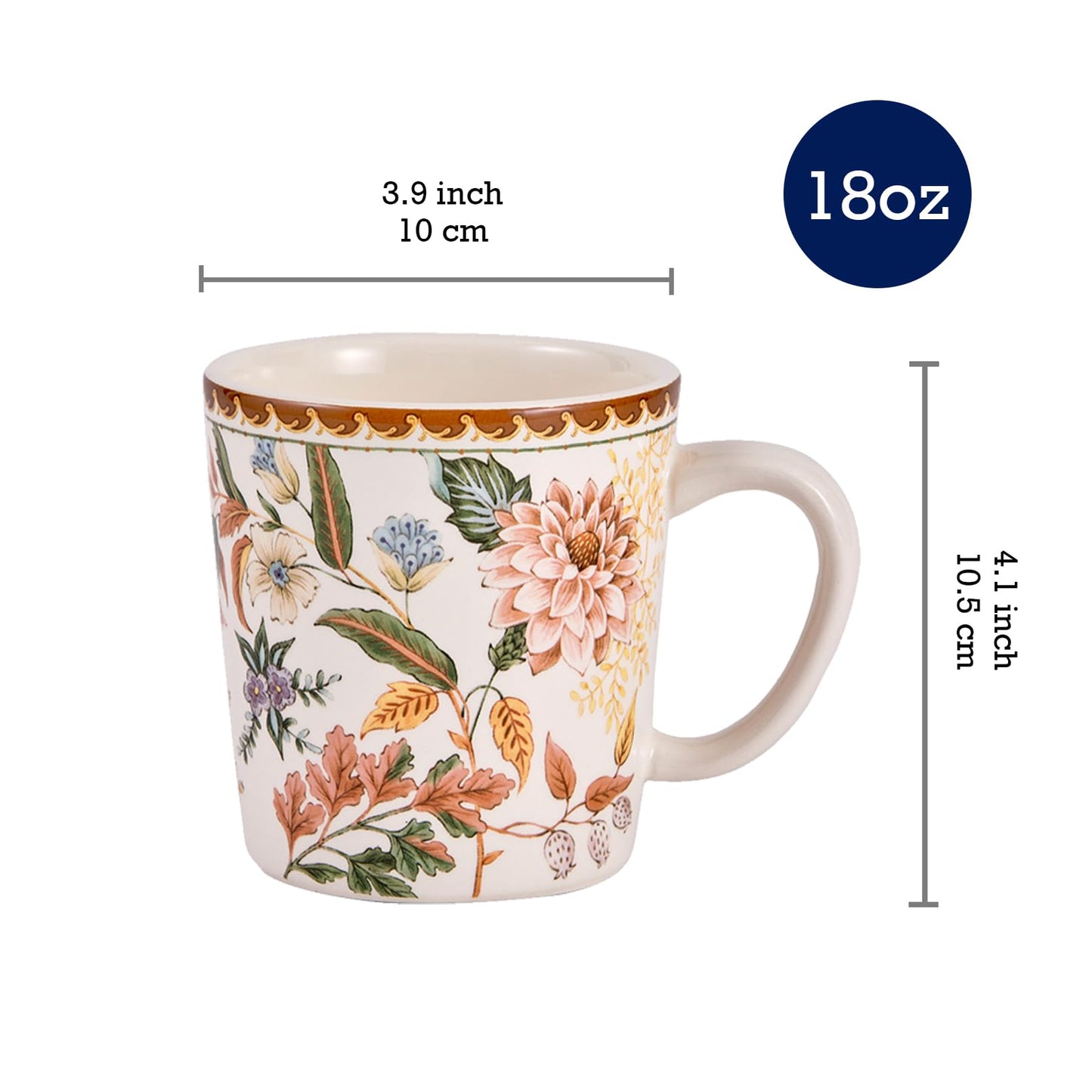 Bico Flower Mugs Set, Set of 4, Ceramic