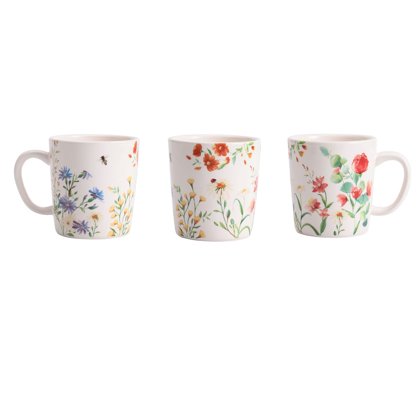 Bico Flower Mugs Set, Set of 4, Ceramic