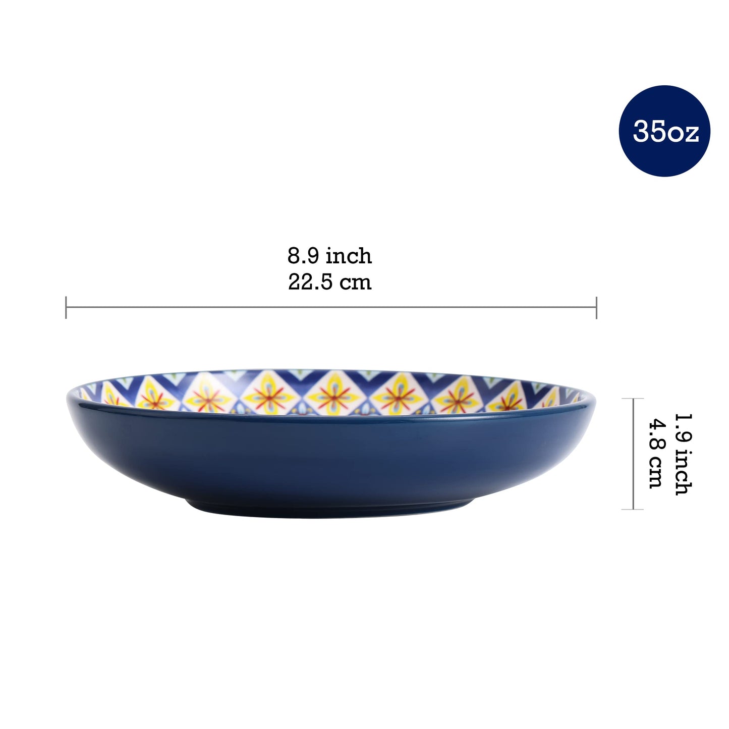 Bico Pattern Dinner Bowls Set, Set of 4, Ceramic, 35oz