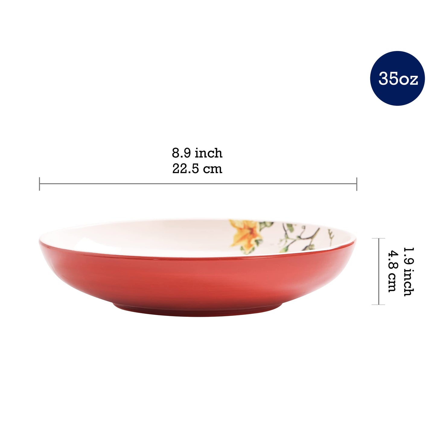 Bico Pumpkin Feast Ceramic 35oz Dinner Bowls, Set of 4, for Pasta, Salad, Cereal, Soup & Microwave & Dishwasher Safe