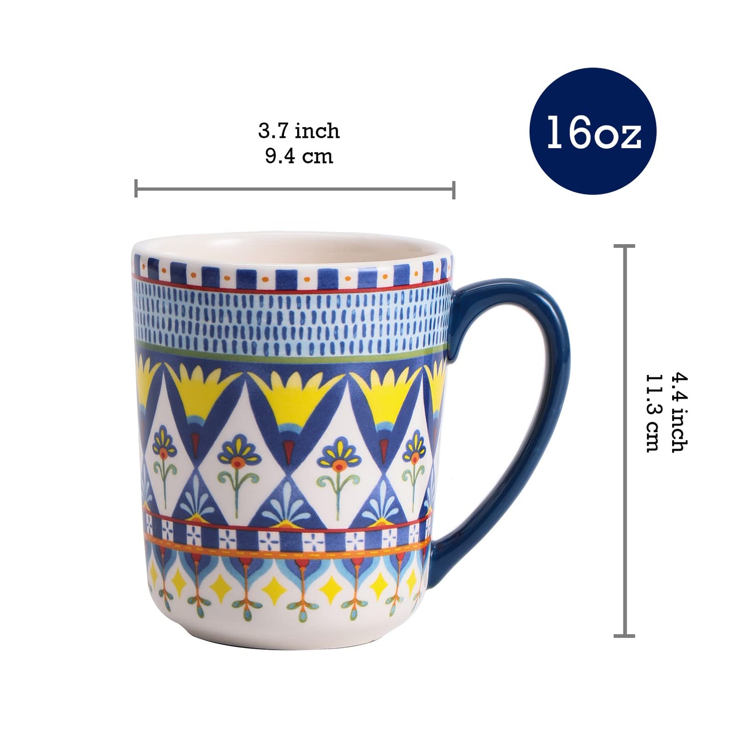 Bico Pattern Mugs Set, Set of 4, Ceramic