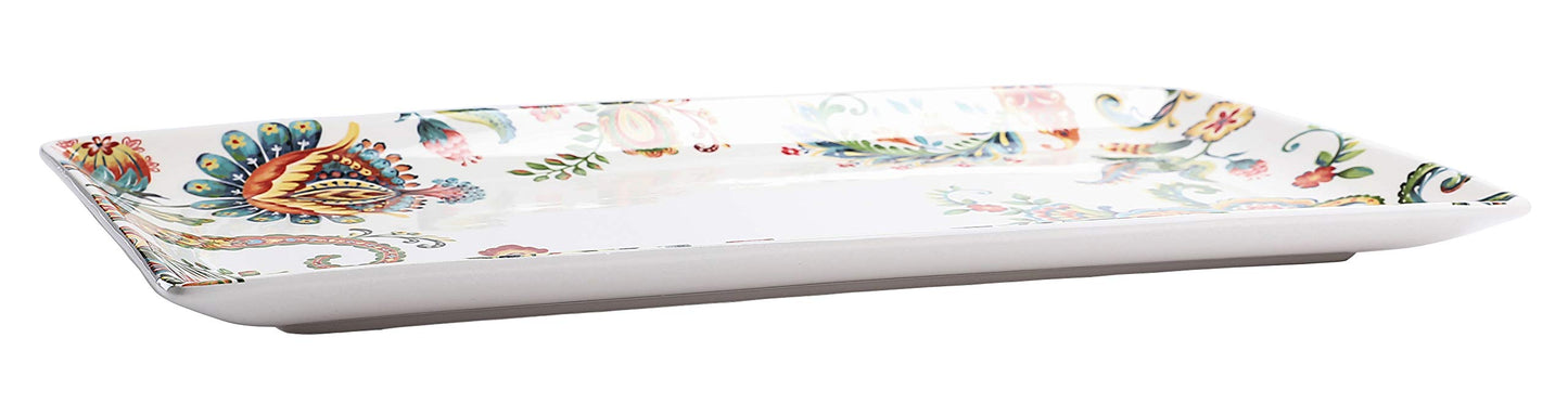 Bico Protea Cynaroides Ceramic 18 inch Rectangular Serving Platter, Microwave & Dishwasher Safe