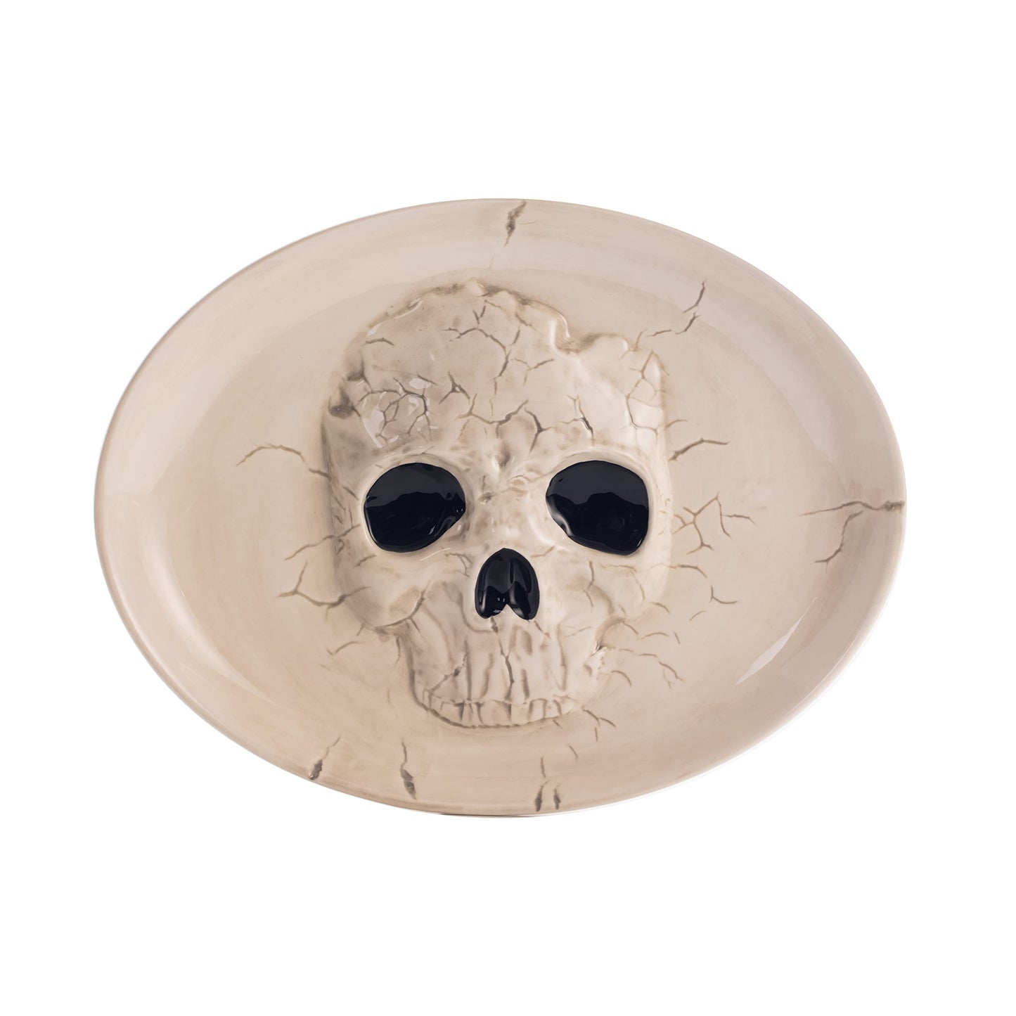 Bico Halloween Skull 14.9 inch Ceramic Oval Platter, Microwave and Dishwasher Safe