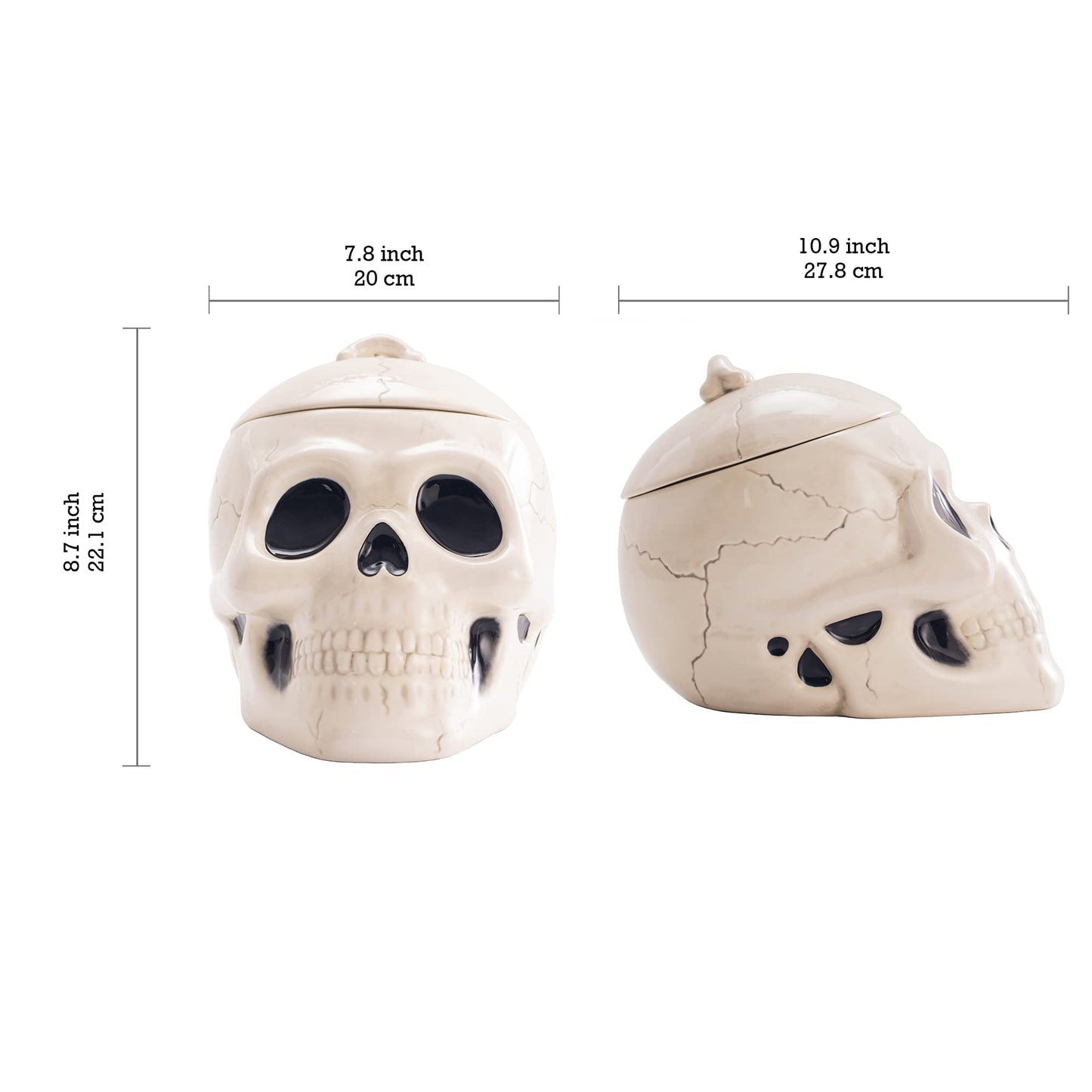 Bico Halloween Skull Air Tight Ceramic Cookie Jar, Dishwasher Safe