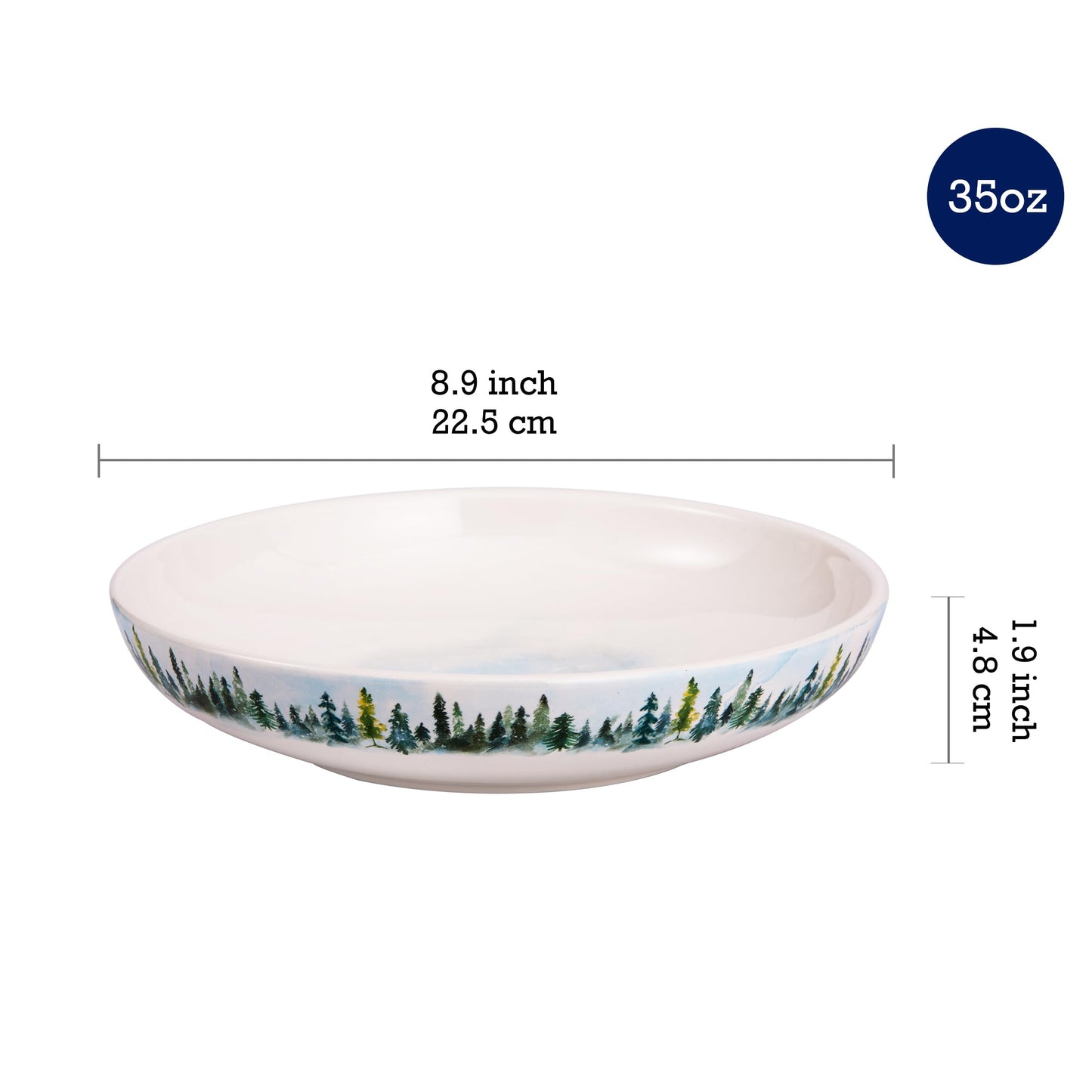 Bico Enchanted Deer Dreamscape Ceramic Pasta Bowl, Set of 5(1 unit 214oz, 4 units 35oz), for Pasta, Salad, Microwave & Dishwasher Safe, House Warming Gift