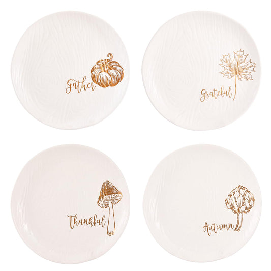 Bico Golden Harvest Salad Plates, 9 inch, Set of 4, for Salad, Appetizer, Microwave & Dishwasher Safe