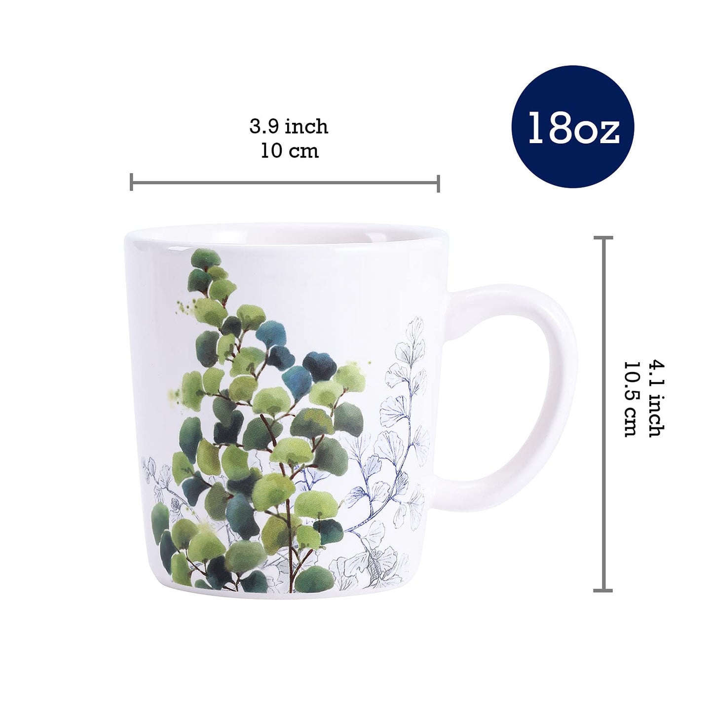 Bico Leaf Mugs Set, Set of 4, Ceramic