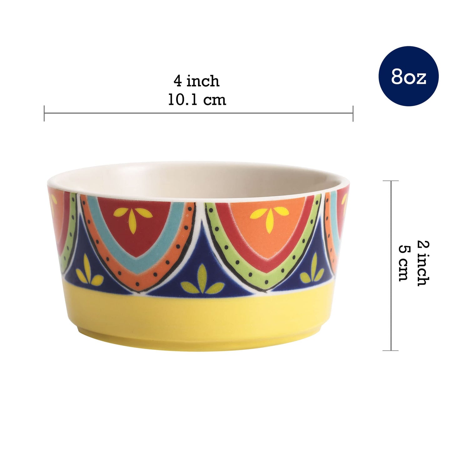 Bico Tunisian Stoneware 8oz Ramekin Set, Set of 4, Round Baking Bowl for Pudding, Creme Brulee, Souffle, Microwave, Dishwasher and Oven Safe