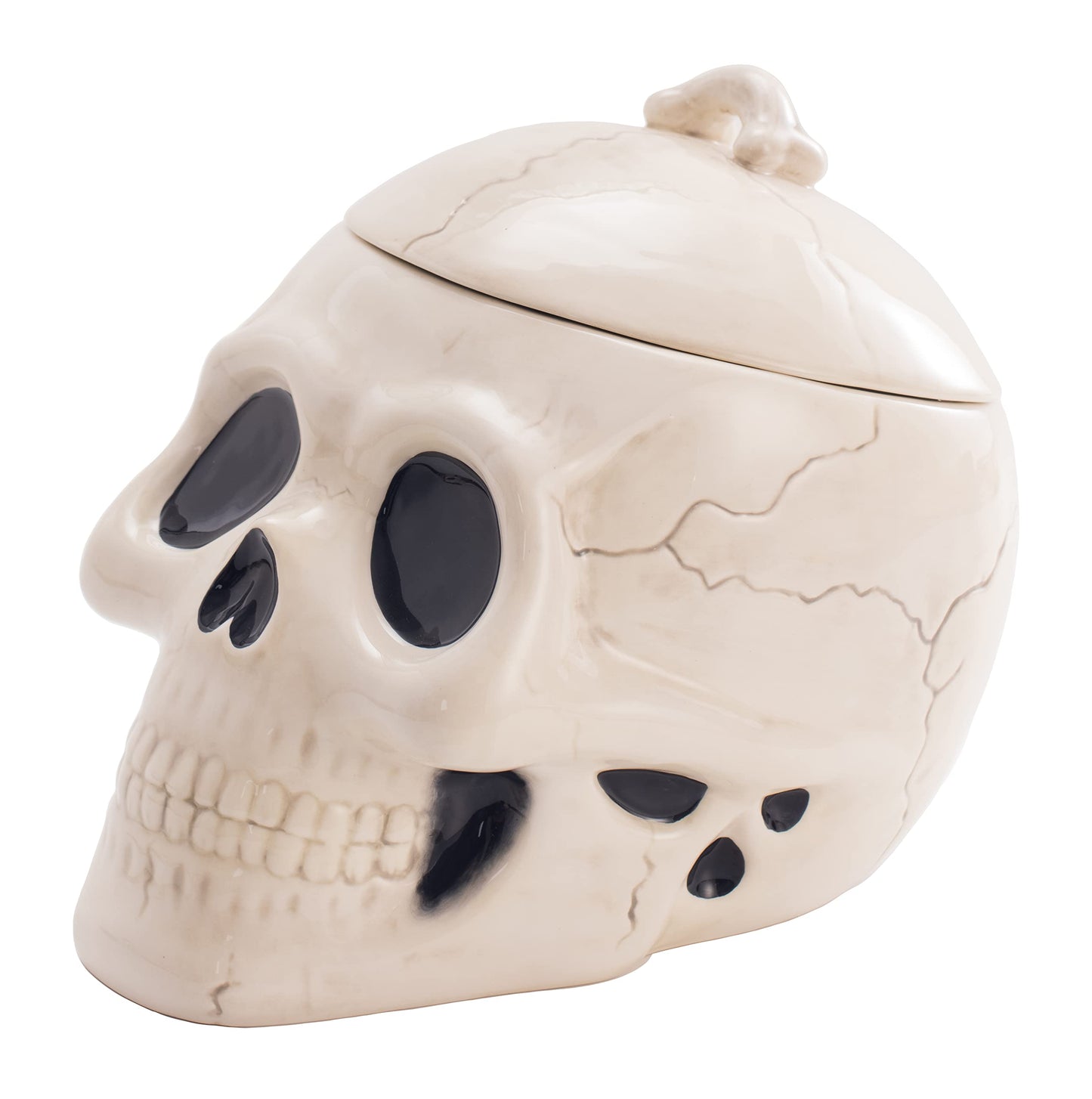 Bico Halloween Skull Air Tight Ceramic Cookie Jar, Dishwasher Safe