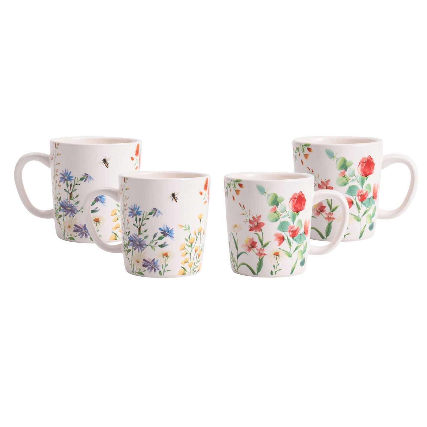 Bico Flower Mugs Set, Set of 4, Ceramic