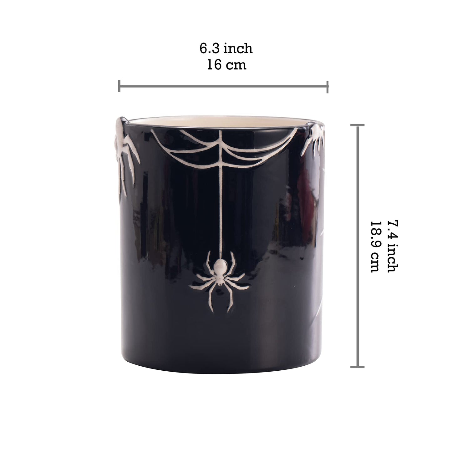 Bico Halloween Spider Web Black Ceramic Utensil Holder, 8.3 x 9.4 inch, for holding and storing your kitchen cultery, Dishwasher Safe